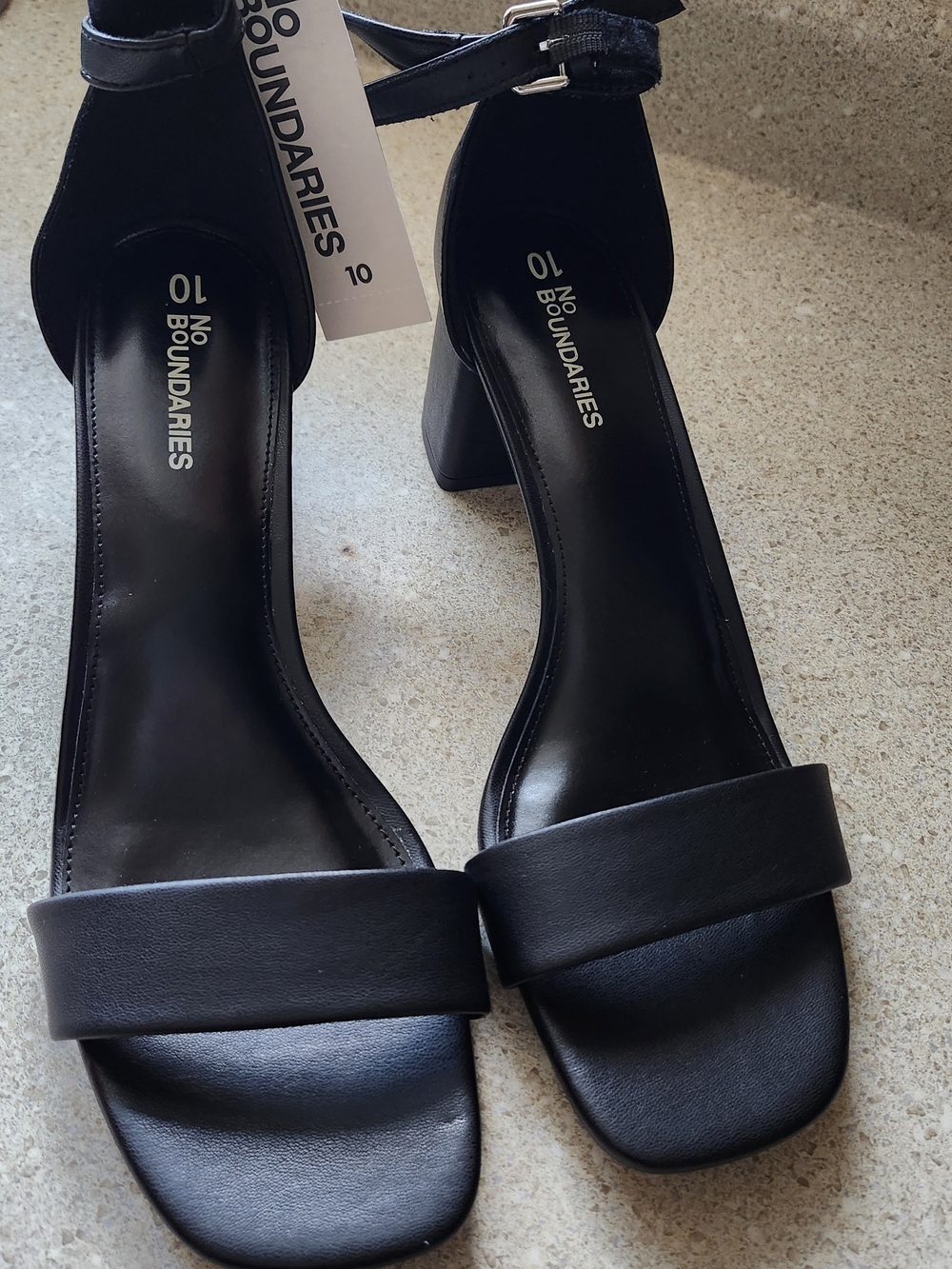 No Boundaries Black Ankle-Strap Block Heel Sandals
